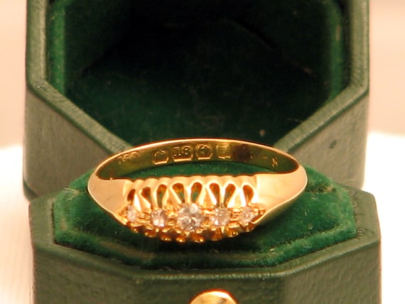 ANTIQUE ROSE CUT belcher set diamond ring 18K 688… - image 1