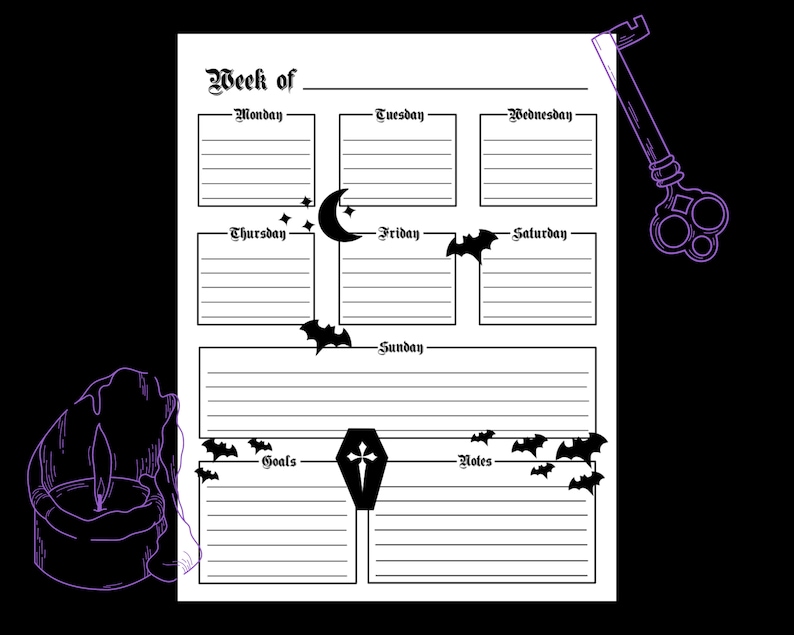 Weekly Planner Printable Goth weekly-planner-printable-goth