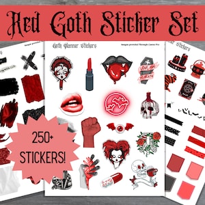 Red Goth Sticker Set | Digital Stickers | Printable Sticker Set