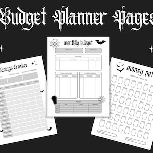Goth Budgeting Planner Pages | Budgeting, Monthly Budget, Savings, Planner Pages, PDF Printable Planner Pages
