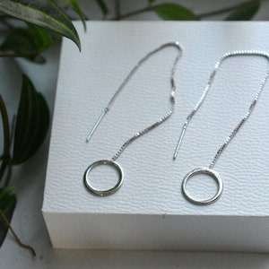 Threader Silver Earring, 925 Sterling Earring, Gift For Her, Long Earring, Dangle Chain, Minimalistic, Chain Threader, Drop Chain Earring