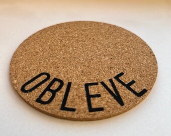 Personalize your own coaster, made of cork, sustainable, your own name on coaster