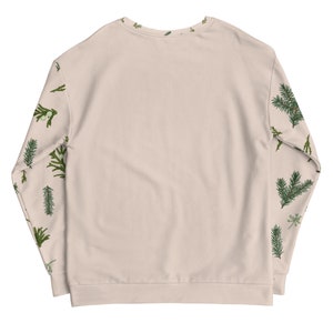 EVER COZY | Color Block Sweatshirt | Cottagecore Aesthetic | Evergreen Leaves Print Botanical Cut and Sew | Soft Brushed Fleece Inner