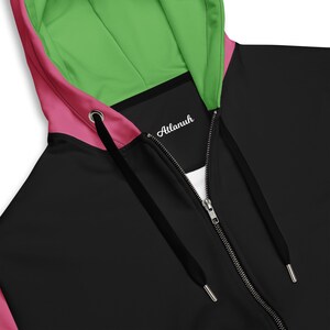 WICKED | Color Block Zip Up Hoodie Pink and Green | Cut and Sew Sweatshirt | Gifts for Wicked Fans
