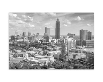 Cartão-postal com o horizonte de Atlanta – Paisagem urbana em preto e branco (4x6)