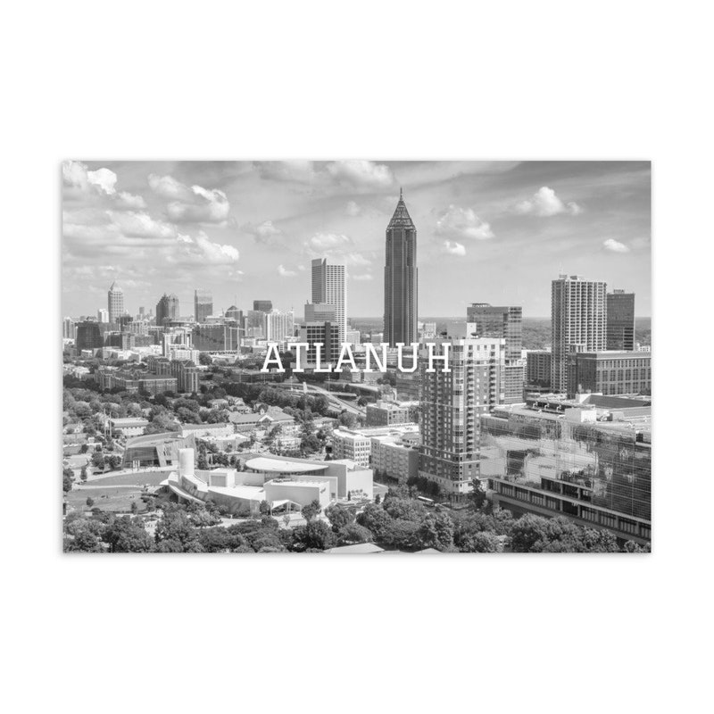 Atlanta Skyline Postcard, Black and White