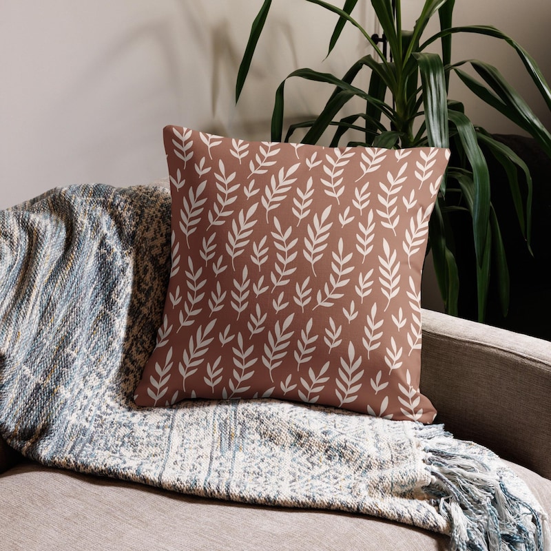 Mocha Mousse Leaf Pillow