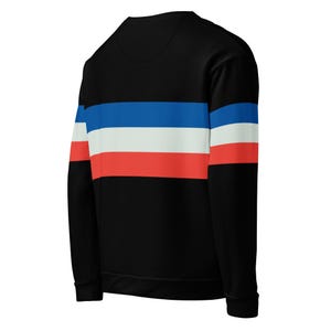 TROIS | 3 Stripes Unisex Sweatshirt | Navy White and Red | Cut and Sew Style | Soft Brushed Fleece Inner