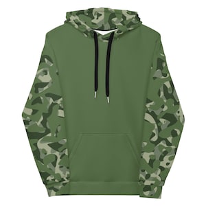 CAMO | Color Block Camouflage Green Unisex Hoodie | Cut and Sew | Camo Hoodie | Camouflage Hoodie | Women&#39;s Camo Hoodie | Men&#39;s Camo Hoodie