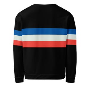 TROIS | 3 Stripes Unisex Sweatshirt | Navy White and Red | Cut and Sew Style | Soft Brushed Fleece Inner