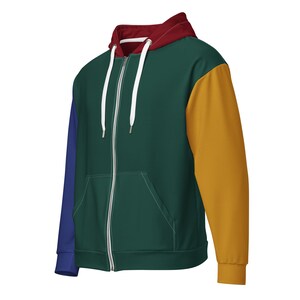 RYCH | Color Block Zip Hoodie| Unisex Red Green Yellow Blue Cut and Sew Style | Soft Brushed Fleece Inner