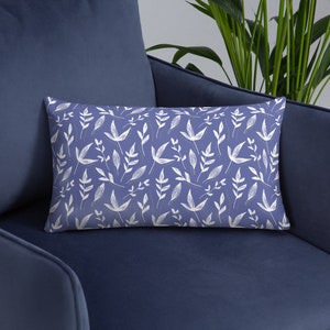 Periwinkle Floral Accent Pillow - Two-Toned Throw Pillow 20×12