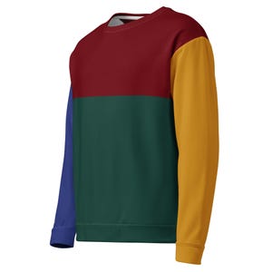 RYCH | Color Block Sweatshirt | Unisex Red Green Yellow Blue Cut and Sew Style | Soft Brushed Fleece Inner