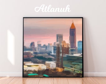 Atlanta Skyline Print | Geometric Impressionist Wall Art (Digital Download)
