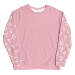 LOVED | Color Block Baby Pink Unisex Sweatshirt | Cut and Sew Style | Cute Sweaters | Pastel Neutral Outerwear