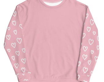 ADORATO / Felpa con cuori carini / Stampa a cuore rosa, poliestere riciclato