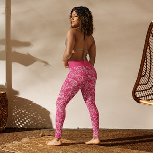 Berry Paisley Leggings - Inspired by Color of the Year 2024 Berry Yoga - Workout - Inside Pocket - Plum Purple Pink- Activewear