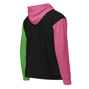 WICKED | Color Block Zip Up Hoodie Pink and Green | Cut and Sew Sweatshirt | Gifts for Wicked Fans