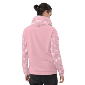LOVED | Valentine's Day | Color Block Baby Pink Unisex Hoodie | Cut and Sew Style image 4