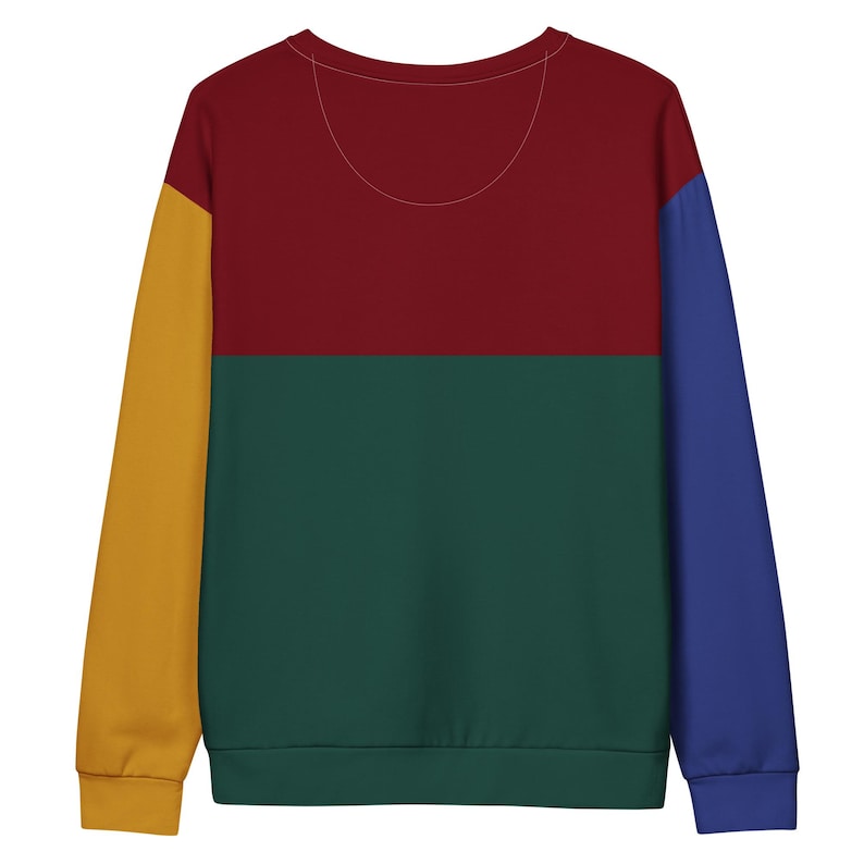 RYCH | Color Block Sweatshirt | Unisex Red Green Yellow Blue Cut and Sew Style | Soft Brushed Fleece Inner