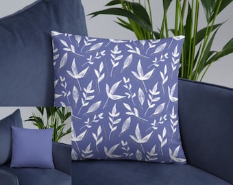Periwinkle Floral Accent Pillow - Two-Toned Throw Pillow