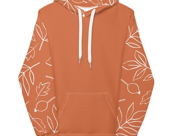 AUTUNNO / Felpa con cappuccio unisex color block arancione terracotta / Stile tagliato e cucito