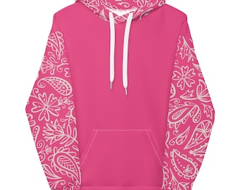 Felpa con cappuccio e stampa Berry Paisley / Felpa unisex a blocchi di colore