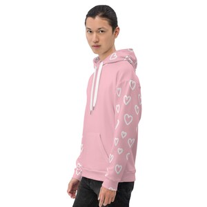LOVED | Valentine's Day | Color Block Baby Pink Unisex Hoodie | Cut and Sew Style image 5