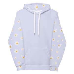 DAISY | Lilac Color Block Unisex Hoodie | Cute Daisy | Cut and Sew Style | Soft Brushed Fleece Inner | Pastel Periwinkle Purple Hoodie