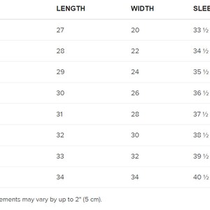 May include: Size chart for a shirt with measurements in inches for length, width, and sleeve length. Sizes range from S to 5XL.