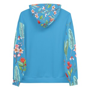 STRAIGHT BOTANICAL | Color Block Blue Botanical Floral Unisex Hoodie