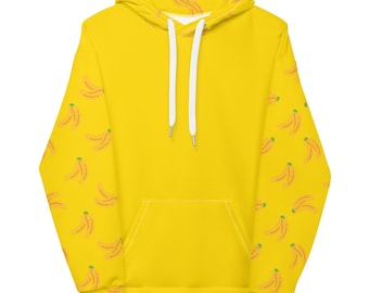 BANANE / Felpa unisex con stampa banana gialla / Pile ecologico