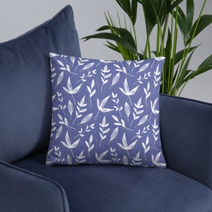 Periwinkle Floral Accent Pillow - Two-Toned Throw Pillow 18×18