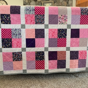 Pink & purple handmade quilt