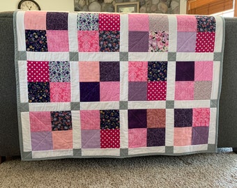 Pink & purple handmade quilt
