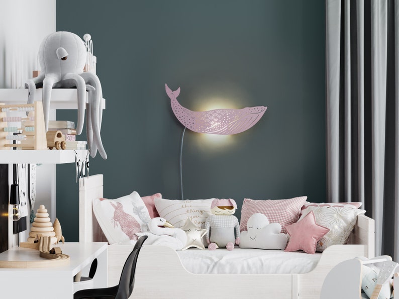 Pépinière océanique Veilleuse bleu sarcelle. Lampe décorative côtière pour chambre d'enfant. image 7