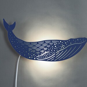 Ocean nursery Teal blue night light. Coastal decorative lamp for a kids room. navy blue