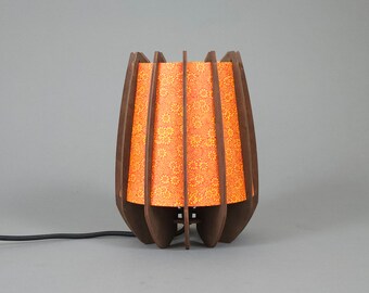 Orange Nightlight: Wooden plug in Lamp with Lokta Paper Shade.
