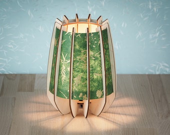 Small wooden night light, Green Meadow Bedside lamp, nightstand lamp, plug in nightlight. Unique gift!