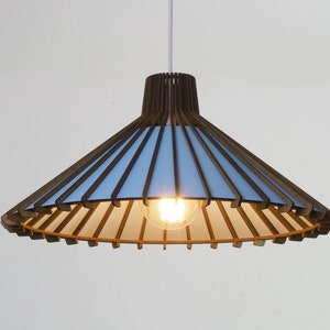 Blue Pendant lamp: Dining room lampshade in mid century modern style. Hanging lamp, perfect kitchen island lighting. image 1