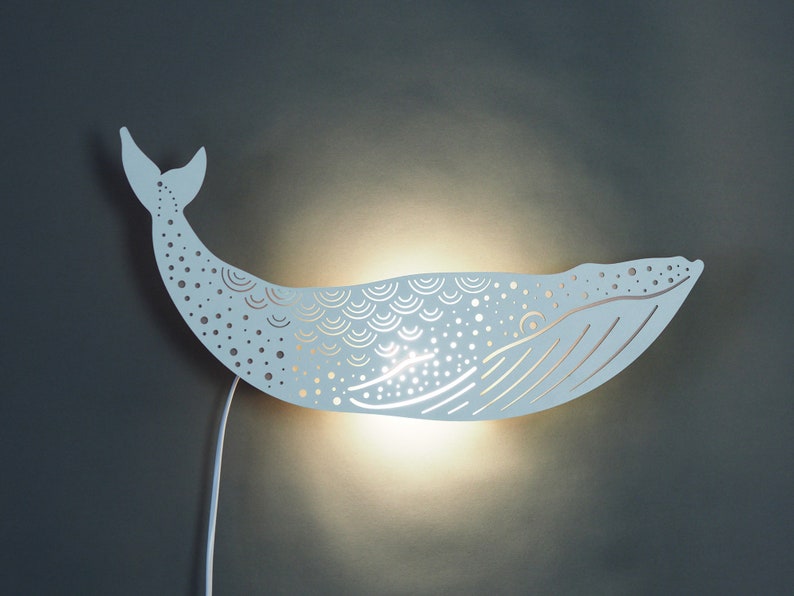 Pépinière océanique Veilleuse bleu sarcelle. Lampe décorative côtière pour chambre d'enfant. image 9