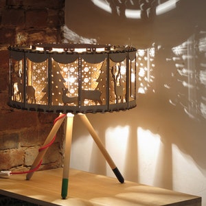 Rotating table lamp. Cute kids night light, nursery lamp. Unique lighting
