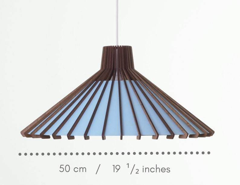 Blue Pendant lamp: Dining room lampshade in mid century modern style. Hanging lamp, perfect kitchen island lighting. image 4