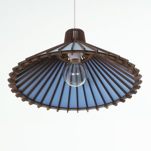 Blue Pendant lamp: Dining room lampshade in mid century modern style. Hanging lamp, perfect kitchen island lighting. image 7