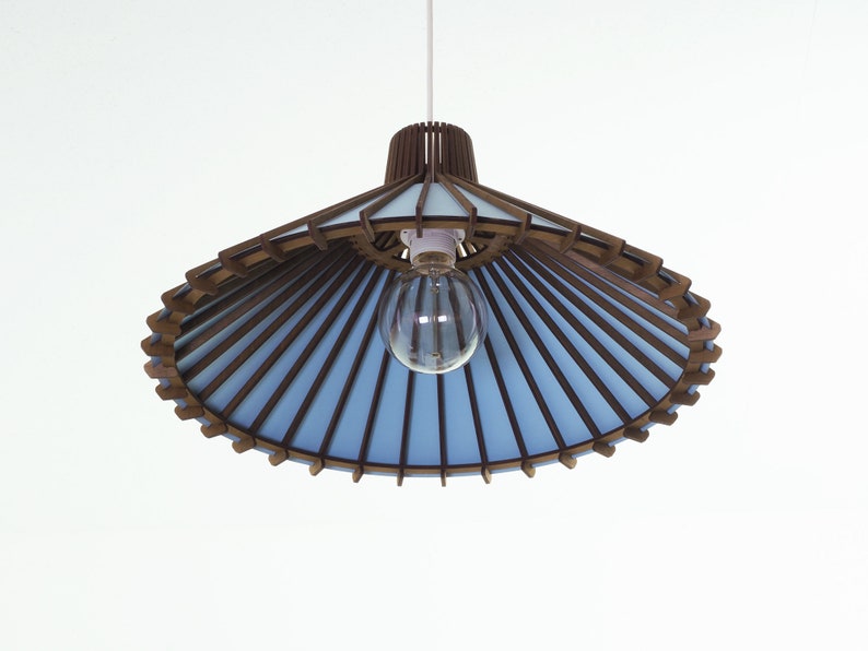 Blue Pendant lamp: Dining room lampshade in mid century modern style. Hanging lamp, perfect kitchen island lighting. image 7