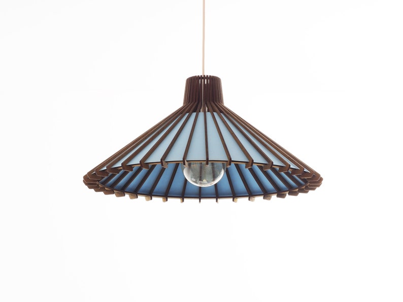 Blue Pendant lamp: Dining room lampshade in mid century modern style. Hanging lamp, perfect kitchen island lighting. image 10