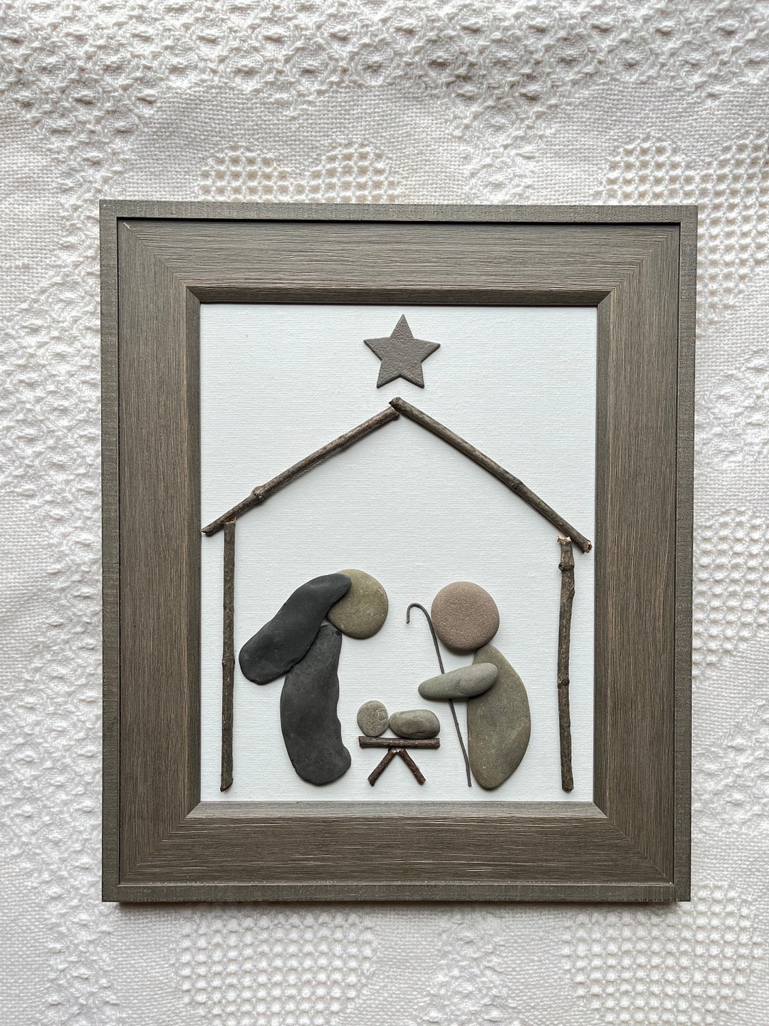 Nativity Pebble Art Nativity Wall Decor Unique Christmas Etsy