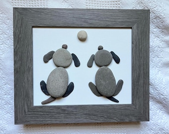 Pebble Art Dog Wall Hanging, Framed Lake Ontario Art