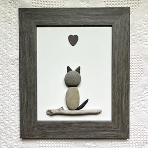 Cat pebble art, cat stone art, pebble art, cat lover gift, cat wall art, cat decor, cat wall hanging