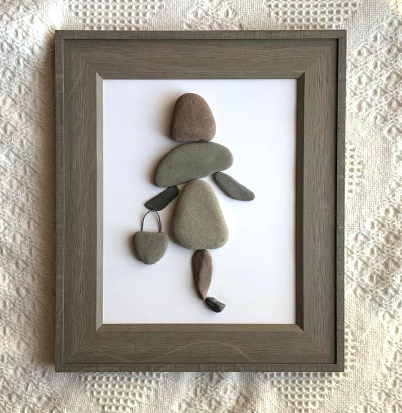 Woman Shopping Pebble Art Girlfriend Gift Shopaholic Gift Etsy